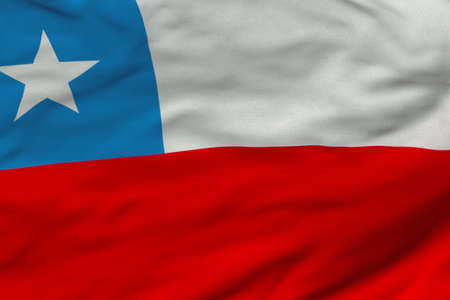 Detailed 3D rendering closeup of the flag of Chile.  Flag has a detailed realistic fabric texture and an accurate design and colors.の写真素材
