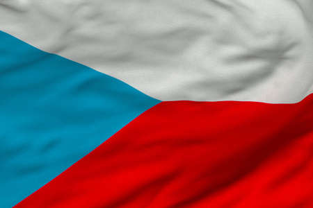 Detailed 3D rendering closeup of the flag of Czech Republic.  Flag has a detailed realistic fabric texture and an accurate design and colors.の写真素材
