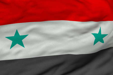 Detailed 3D rendering closeup of the flag of Syria.  Flag has a detailed realistic fabric texture...