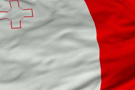 Detailed 3D rendering closeup of the flag of Malta.  Flag has a detailed realistic fabric texture and an accurate design and colors.の写真素材