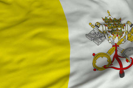 Detailed 3D rendering closeup of the flag of Vatican City.  Flag has a detailed realistic fabric texture and an accurate design and colors.の写真素材