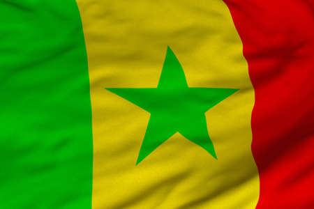 Detailed 3D rendering closeup of the flag of Senegal.  Flag has a detailed realistic fabric texture...