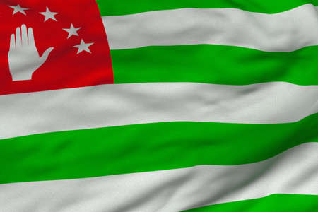 Detailed 3D rendering closeup of the flag of Abkhazia.  Flag has a detailed realistic fabric texture and an accurate design and colors.の写真素材