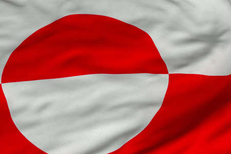 Detailed 3D rendering closeup of the flag of Greenland.  Flag has a detailed realistic fabric texture and an accurate design and colors.の写真素材