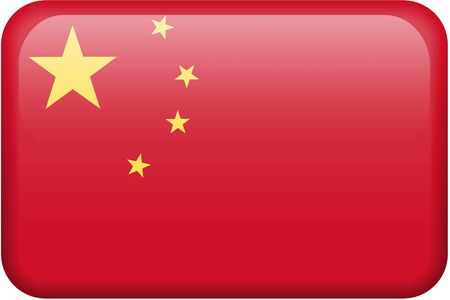 Chinese flag rectangular button.  Part of set of country flags all in 2:3 proportion with accurate design and colors.のeditorial素材