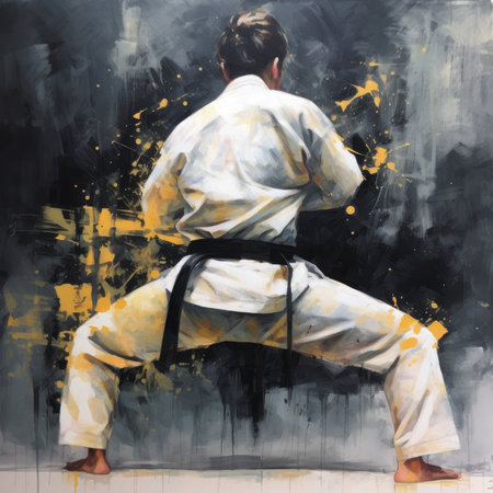 Disciplined Martial Artist Showcasing Physical Prowess - Painting Compositionの素材