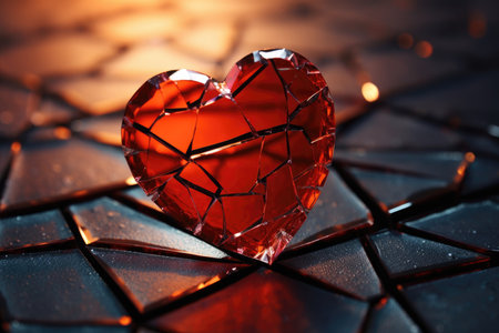Fragile Emotions: Glass Heart Broken, Reflecting Pain and Lossの素材