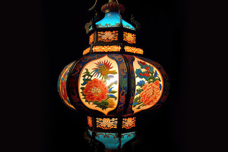 Exquisite Oriental Lantern: Intricate Details of a Traditional Ornate Masterpieceの素材