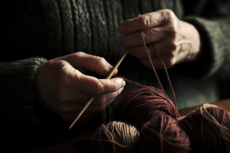 Craftsmanship in Motion: Hands Knitting with Precisionの素材