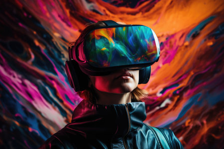 Immersive Virtual Reality Experience: Person Engaged in a Virtual Worldの素材