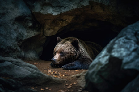 Wildlife Photography: Sleeping Bear in Natural Habitatの素材