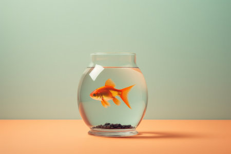 Minimalistic Goldfish in a Serene Aquarium Settingの素材
