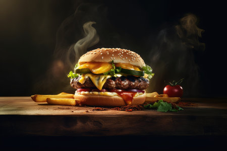 Perfectly Grilled Burger Ready to Be Devouredの素材