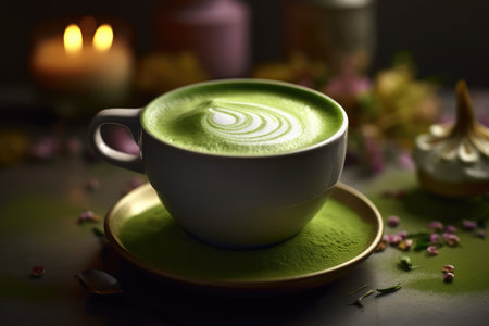 Richness of Matcha Green Tea in a Delightful Cupの素材
