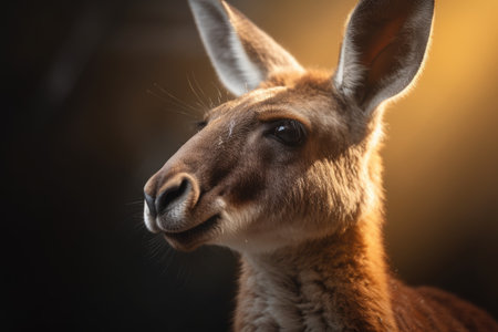Tranquil Presence of a Kangaroo in a Serene Fieldの素材