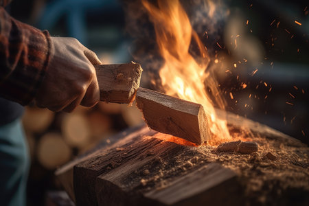 Crackling Flames of Burning Chopped Woodの素材