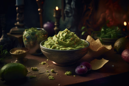 Fresh and Flavorful Bowl of Avocado Dipの素材