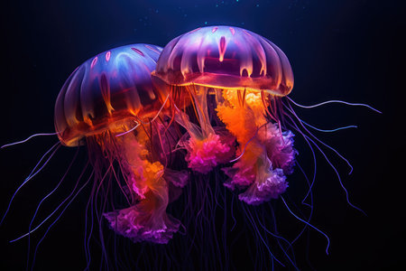 Nighttime Spectacle of a Glowing Jellyfishの素材