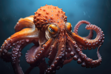 Graceful Octopus Swimming in the Vibrant Blue Oceanの素材