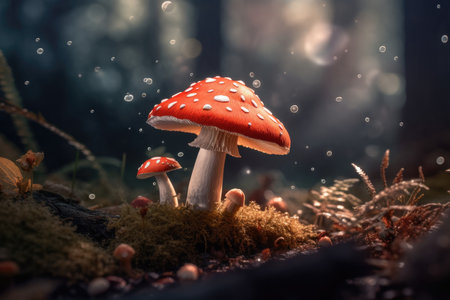 Nature's Beauty Unveiled: Stunning Fly Agaric Mushroom in the Forestの素材