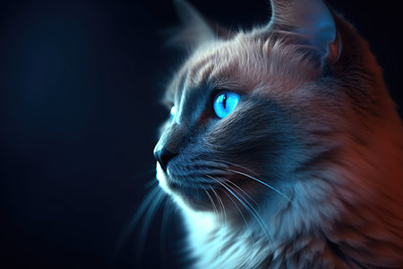 Exquisite Beauty: Close-up of an Extremely Rare Cat Breedの素材