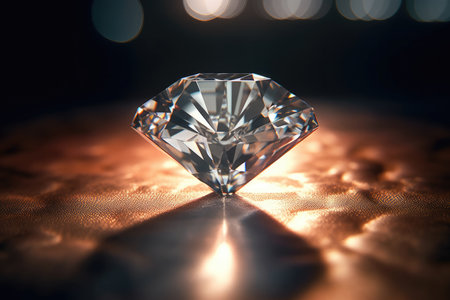 Radiant Brilliance: Exquisite Close-up of a Diamond Glistening in Stunning Lightの素材