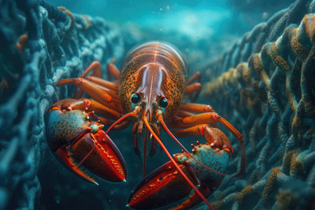 Unveiling the Depths: A Majestic Lobster in its Underwater Habitatの素材