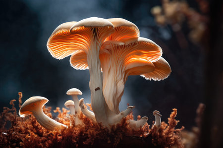 Majestic Beauty: Blooming King Trumpet Mushroom in Full Splendorの素材