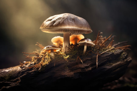 Organic Delight: Shiitake Mushroom Cultivation in Tree Trunkの素材