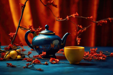 Tempting Tea Delight: Close-up of a Refreshing Beverage on the Tableの素材