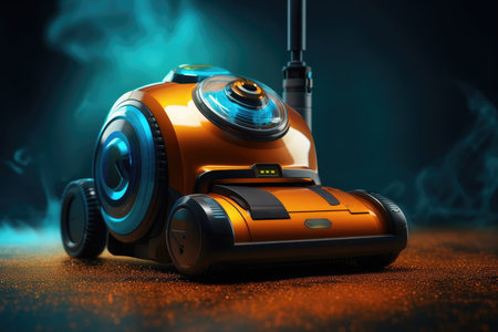 Robotic Cleaning: Powerful Vacuum Cleaner Robot in Action on Carpetの素材
