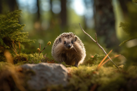 Forest Explorer: Adorable Hedgehog Roaming in its Natural Habitatの素材