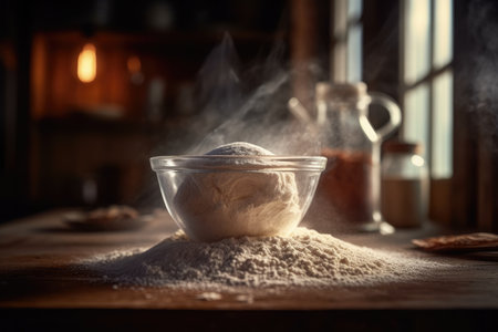 Freshly Made Flour Dough in a Mixing Bowlの素材