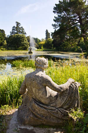 Gardens at Powerscourt - view over the pond - in Irelandの写真素材