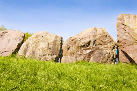 UNESCO Newgrange - circle of standing stonesの写真素材