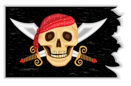 The Jolly Roger - Pirate black flag with human のイラスト素材