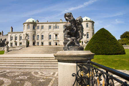 Powerscourt Mansion in county Wicklow, Ireland. Side view over the main stairs on a beautiful sunny day. の写真素材