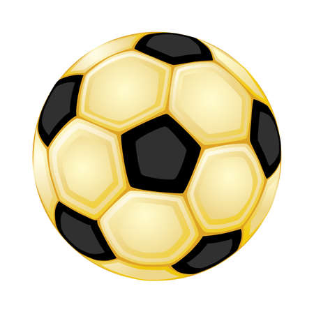 Golden soccer ball. Isolated over white background. Vector file saved as EPS 8, all elements grouped, layered, radial gradients used, no effects. のイラスト素材
