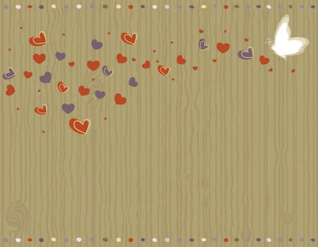 Valentine Day - love greeting card with hearts and butterfly.  のイラスト素材