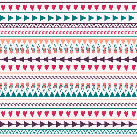 Vector seamless pattern with hearts, lines, arrowsのイラスト素材