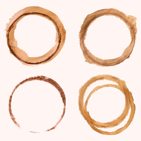 Vector set of blots and splashes of coffee cup tracesのイラスト素材