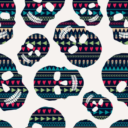 Vector seamless pattern with skullsのイラスト素材
