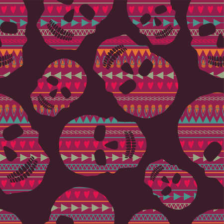 Vector seamless pattern with skullsのイラスト素材