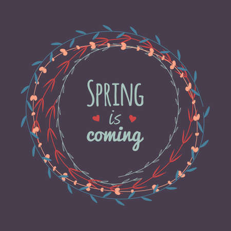 Vector illustration of spring floral frame with textのイラスト素材