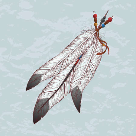 Vector colorful illustration of feathersのイラスト素材