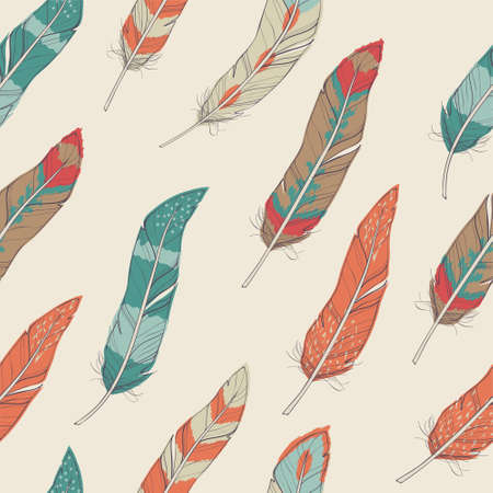 Vector seamless pattern with feathersのイラスト素材