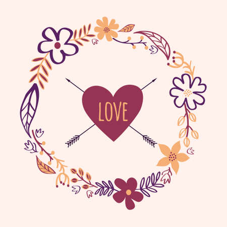 Vector vintage floral frame. Can be used for wedding, Valentine's Day or birthday invitationsのイラスト素材