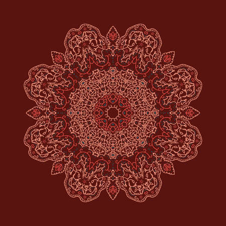 Vector colorful illustration of round floral ornamentのイラスト素材