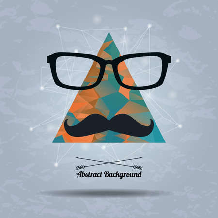Vector abstract hipster background with triangle, mustaches and glassesのイラスト素材