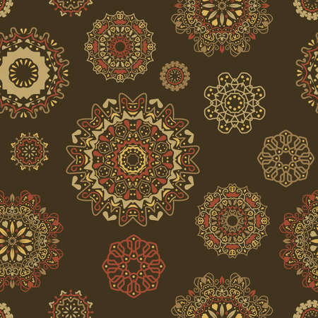 Vector seamless pattern with round floral ornamentsのイラスト素材